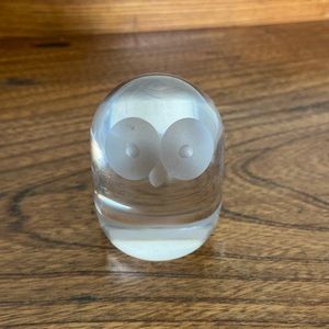 Vintage Modernist Lead Crystal Owl Sculpture Paperweight, small